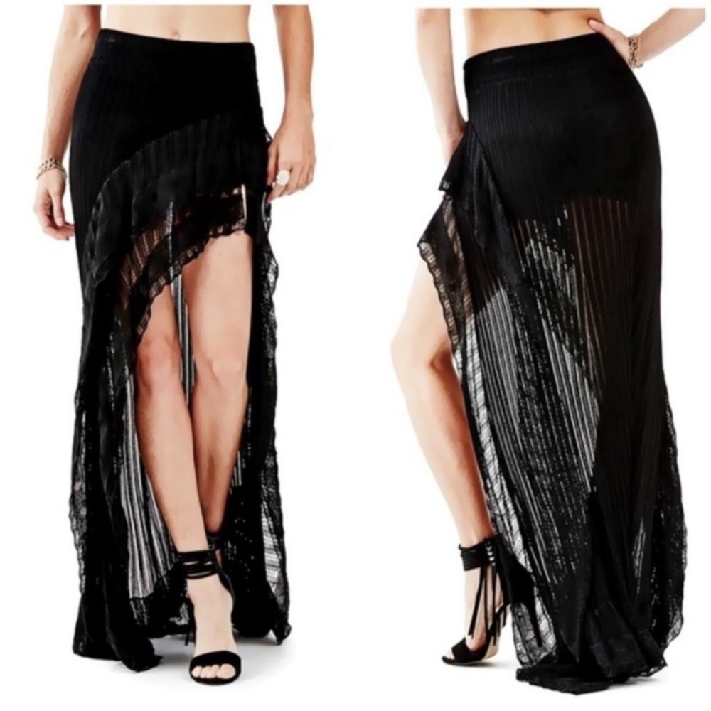Guess Black High Slit Sultry Maxi Skirt Size XS - Picture 2 of 9